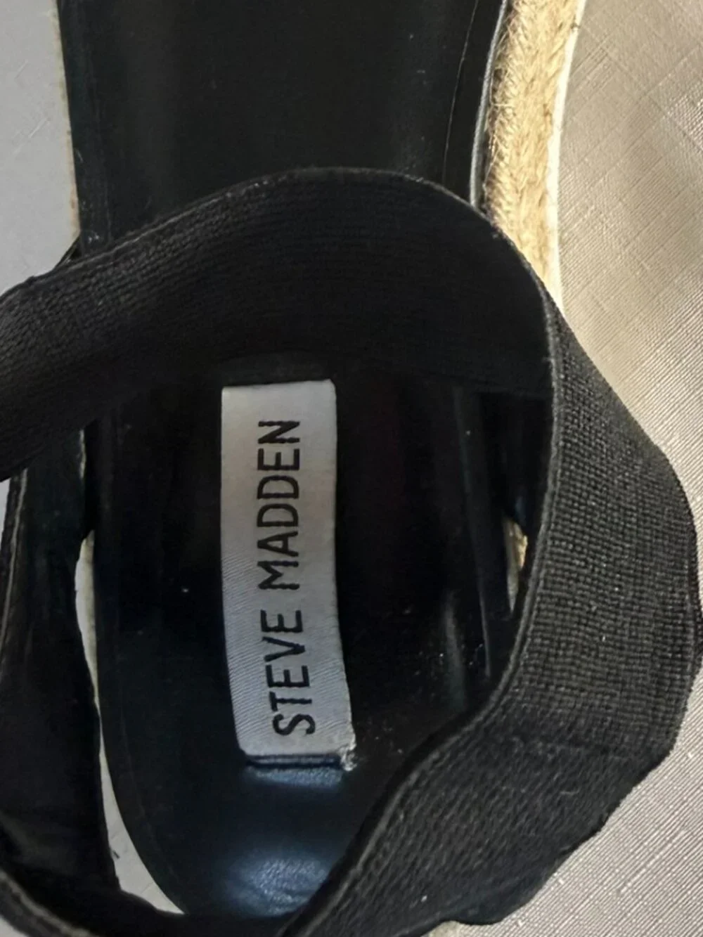 Steve Madden Kylee Black Espadrille Flatform Sandals Women's
